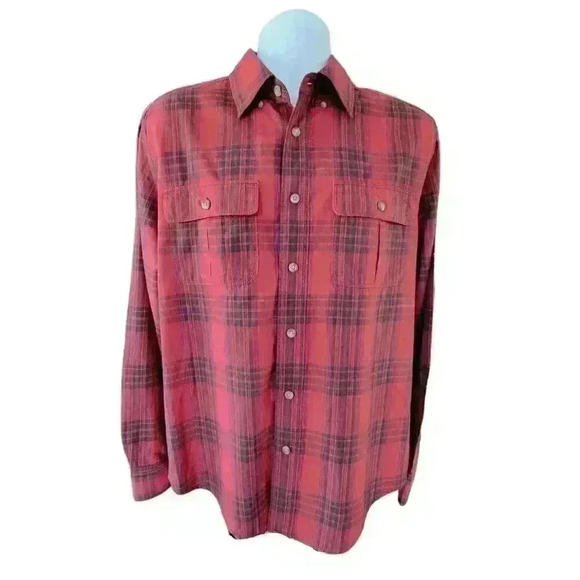 Eddie Bauer Other - Eddie Bauer Plaid Button Down Shirt Size Medium Red & Black 100% Cotton